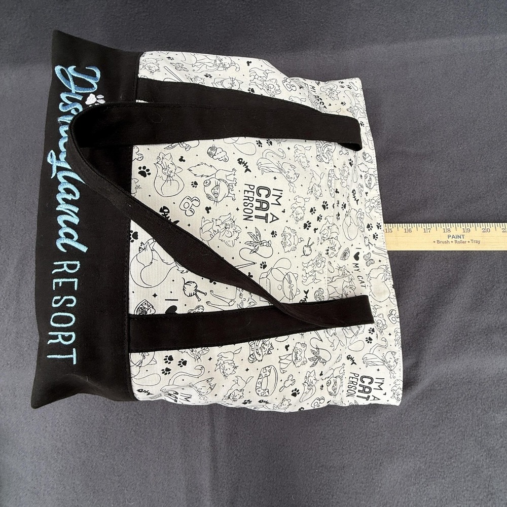 Disney Tote Bag Womens Large White Cat Print Disneyland Resort Cheshire Canvas - Picture 7 of 13